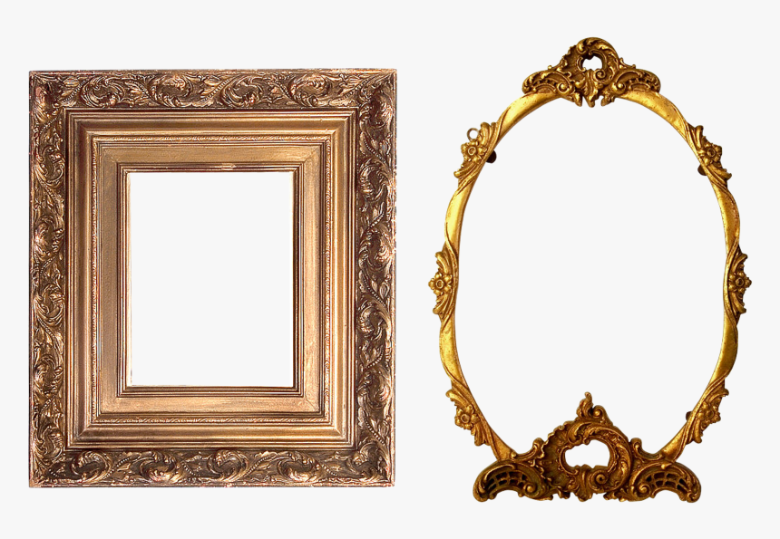 Golden Mirror Frame Transparent Background Png - Transparent Background Gold Oval Frame Png, Png Download, Free Download