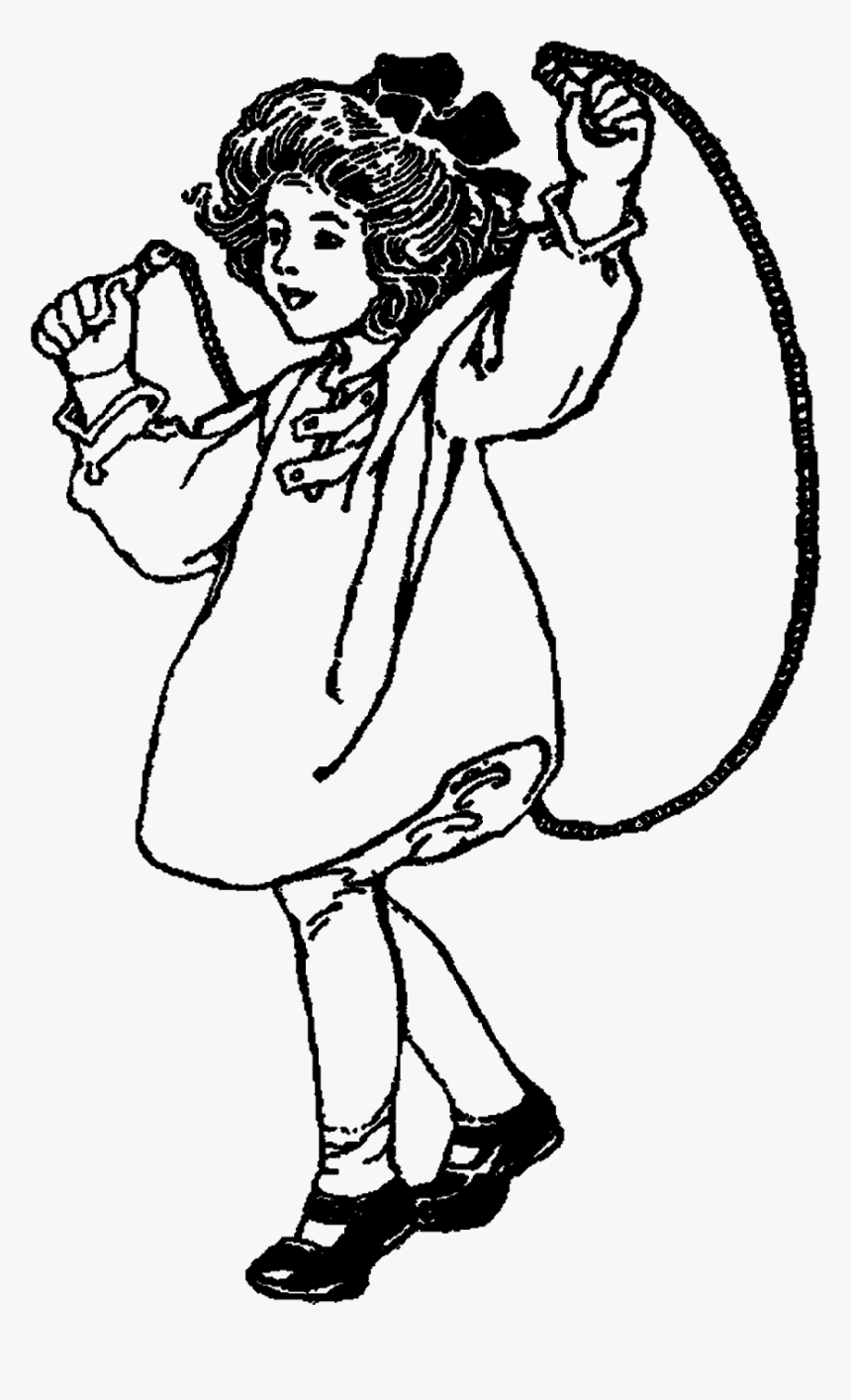 Girl Illustration Jump Rope - Line Art, HD Png Download, Free Download