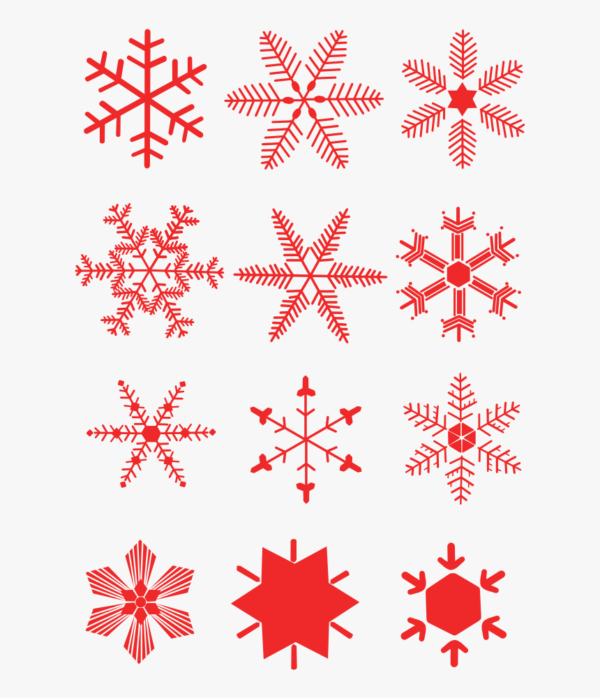 12 Red Snowflakes Set For Free Download And- - Snowflake Background Transparent Red, HD Png Download, Free Download