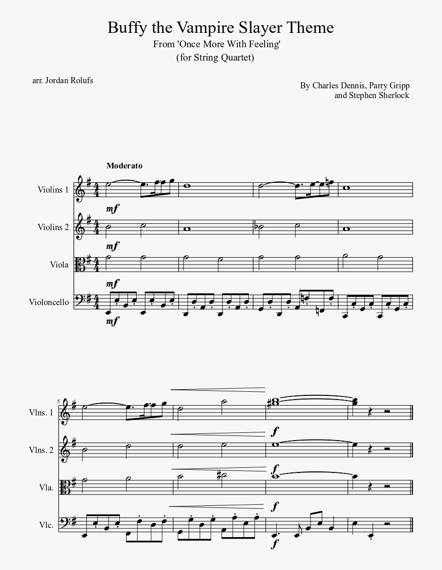 Buffy The Vampire Slayer Theme Sheet Music Composed - Once More With Feeling Buffy Violin, HD Png Download, Free Download