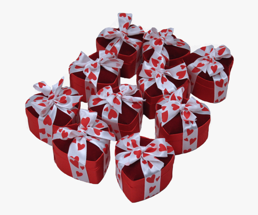 A Set Of 10 Small Velvet Heart-shaped Boxes Filled - Gift Wrapping, HD Png Download, Free Download