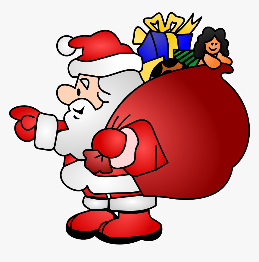 Cartoon Santa Claus Clipart Free Clip Art Stocks - Pere Noel Avec Hotte, HD Png Download, Free Download