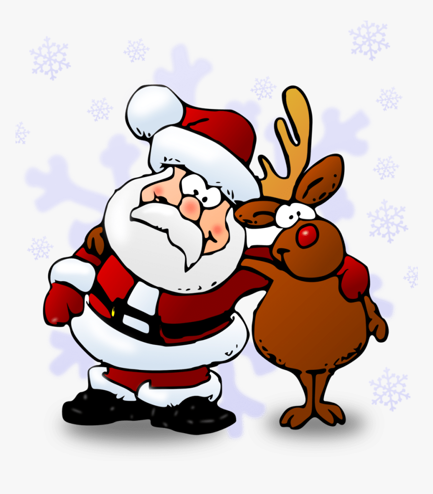 Santa And Rudolph Cartoon, HD Png Download, Free Download