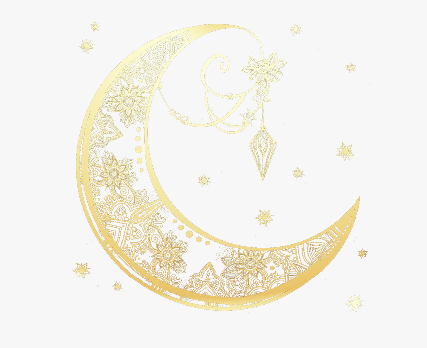 Floral Moon Png Hd - Half Moon Pics Hd Png, Transparent Png, Free Download