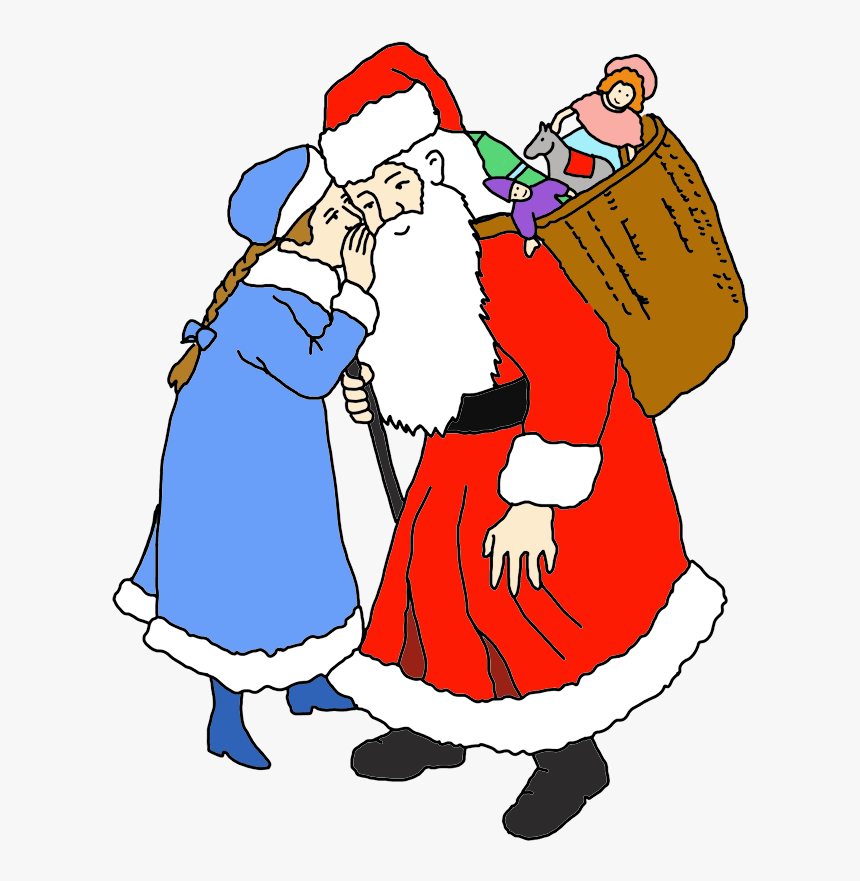 Girl Whispering Her Wishes To Santa Clip Art - Santa Claus, HD Png Download, Free Download