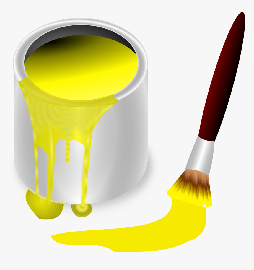 Yellow Paint With Paint Brush Clip Art At Clker - Yellow Paint Clipart, HD Png Download, Free Download