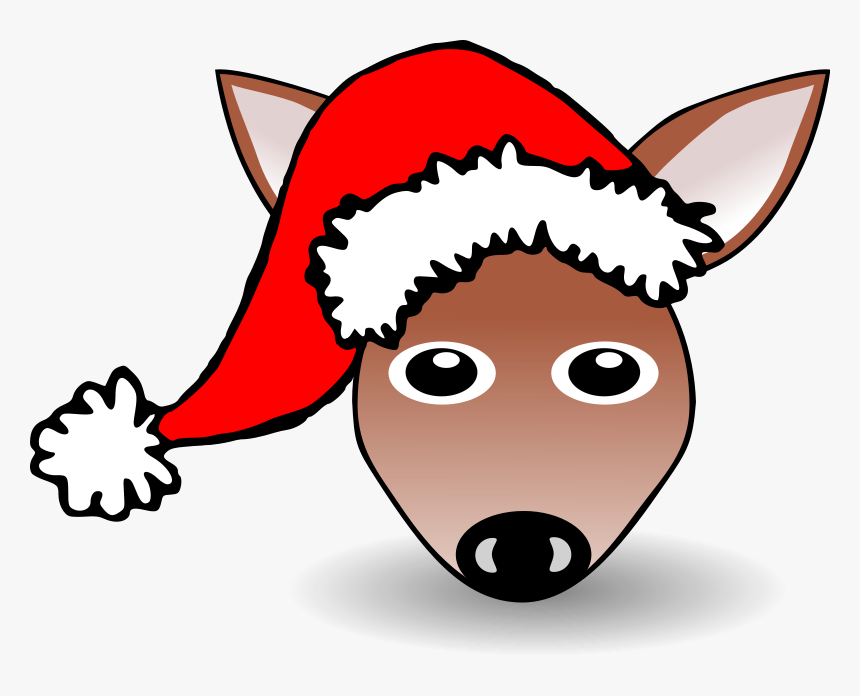 Free Vector Funny Fawn Face Brown Cartoon With Santa - Christmas Hat Clipart Png, Transparent Png, Free Download