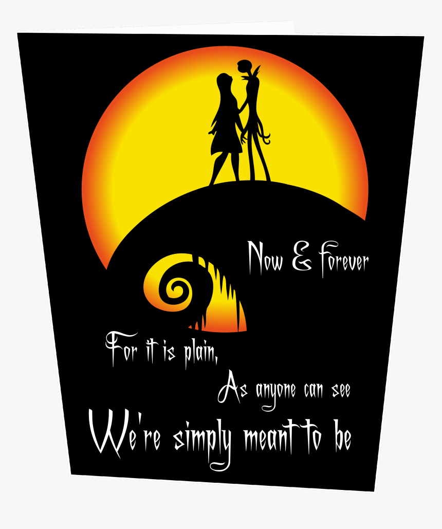 Jack Sally Moon Inspired Anniversary Card 647 1- - Silhouette Jack And Sally, HD Png Download, Free Download