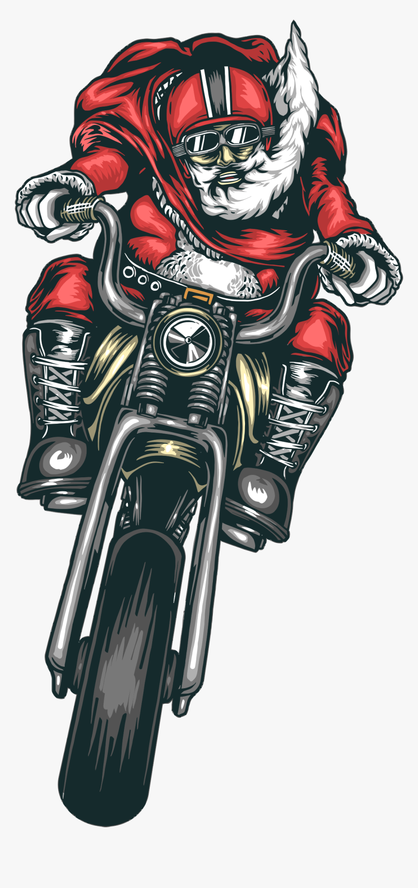 Motorcycle Santa Clip Arts - Motorcycle Santa Clip Art, HD Png Download, Free Download
