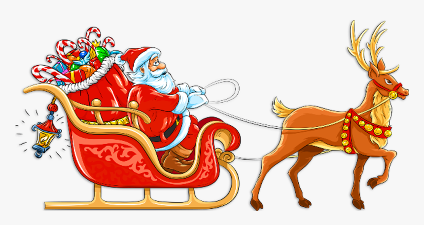 In For Cut Out - Father Christmas In Sleigh, HD Png Download, Free Download