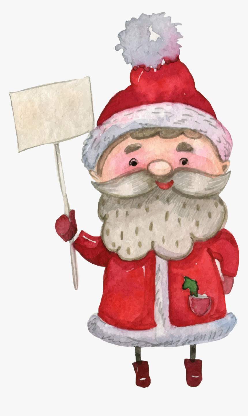 Santa Claus Watercolor Painting - Christmas Santa Claus Watercolor, HD Png Download, Free Download