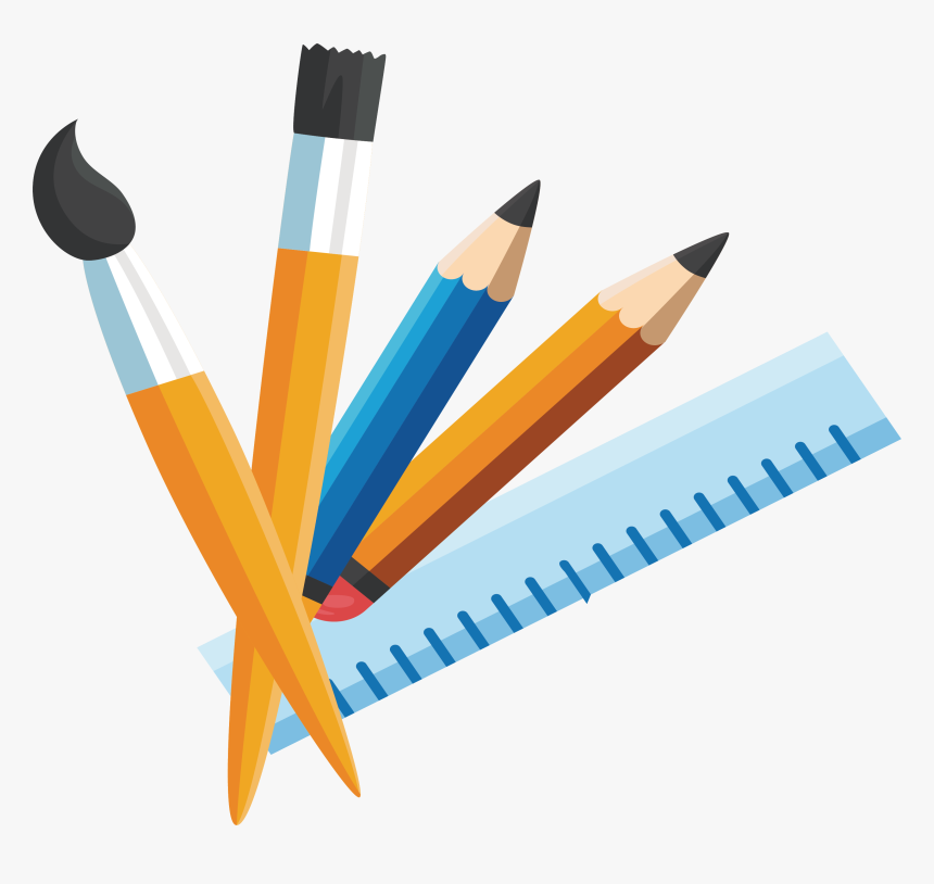 Pencil Clipart Horizontal Paintbrush - Paint Brush And Pencil Png, Transparent Png, Free Download