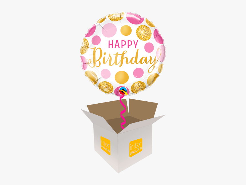 Happy Birthday Gold And Pink Balloon, HD Png Download, Free Download