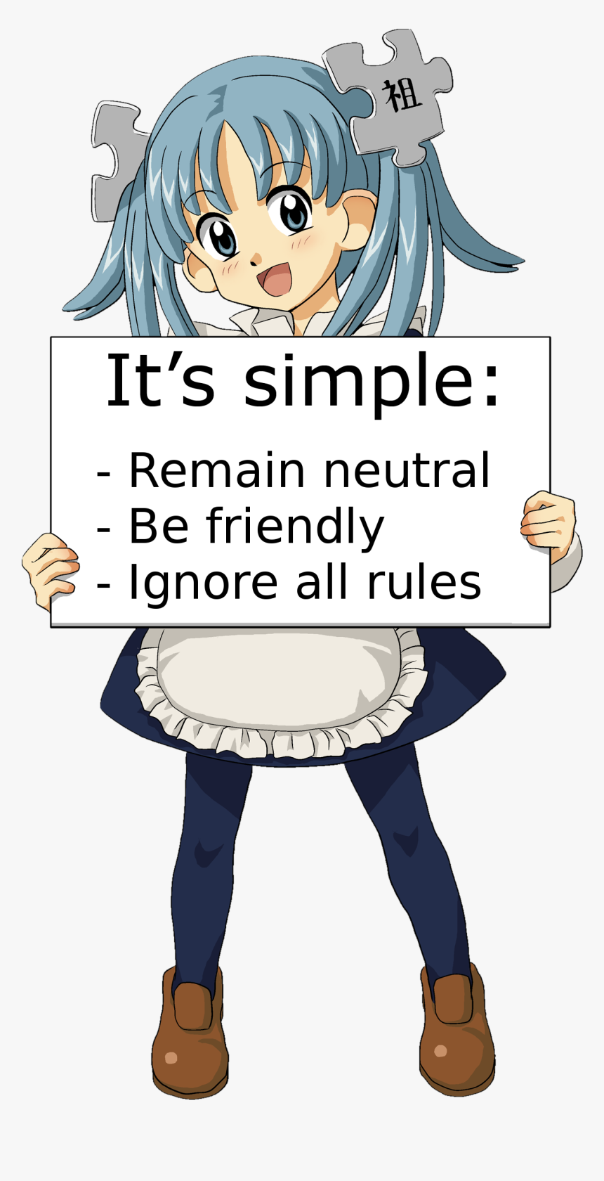 Wikipe-tan Trifecta Sign Friendly - Anime Girl Holding Sign Transparent, HD Png Download, Free Download