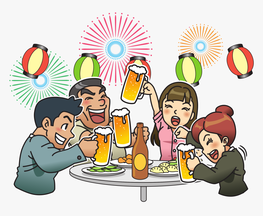 Beer Garden / Party With Fireworks And Lanterns Clip - Beer Party Clipart, HD Png Download, Free Download