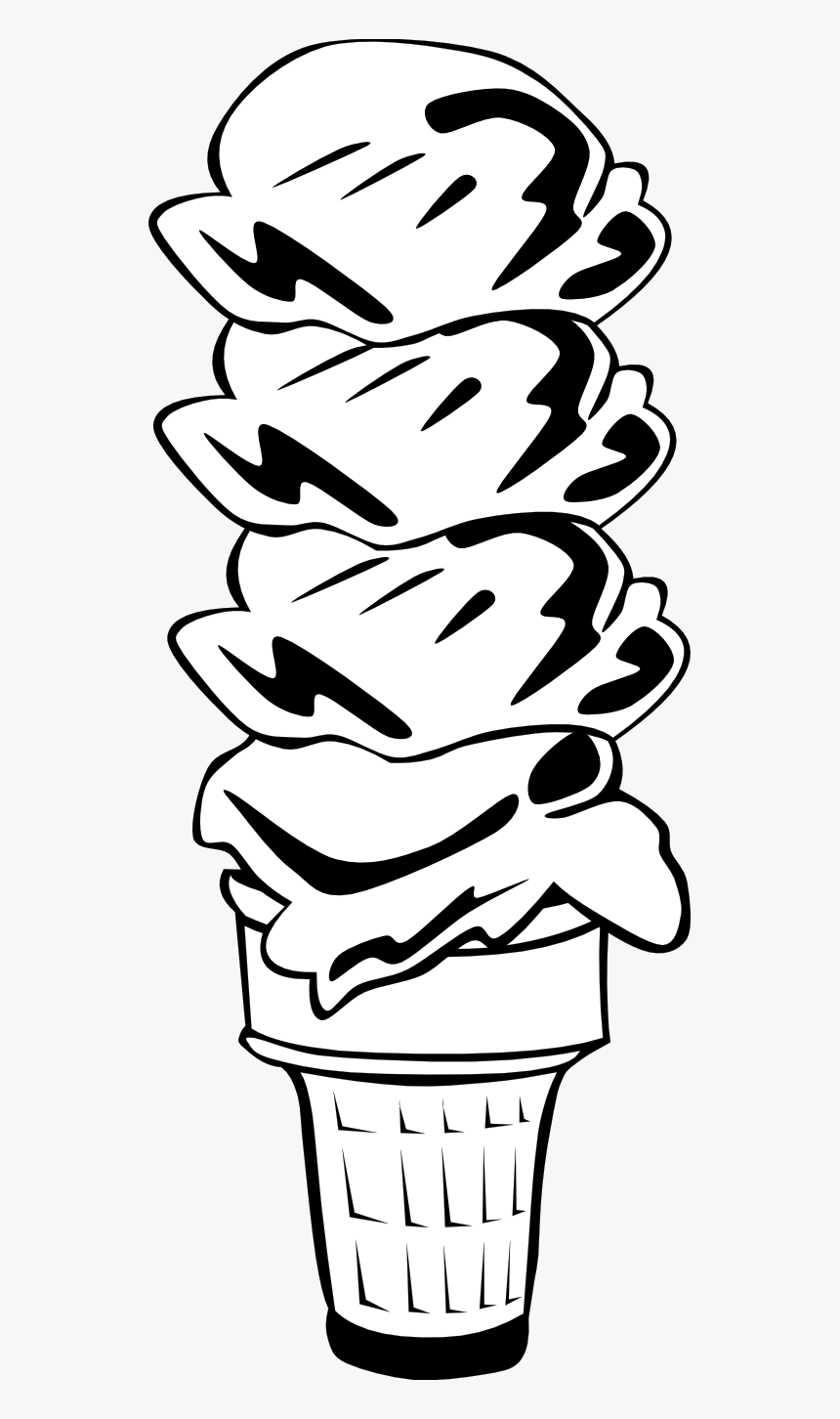 Ice Cream Cones Ff Menu 6 Black White Line Art Pinterest - Ice Cream Cone Clip Art, HD Png Download, Free Download