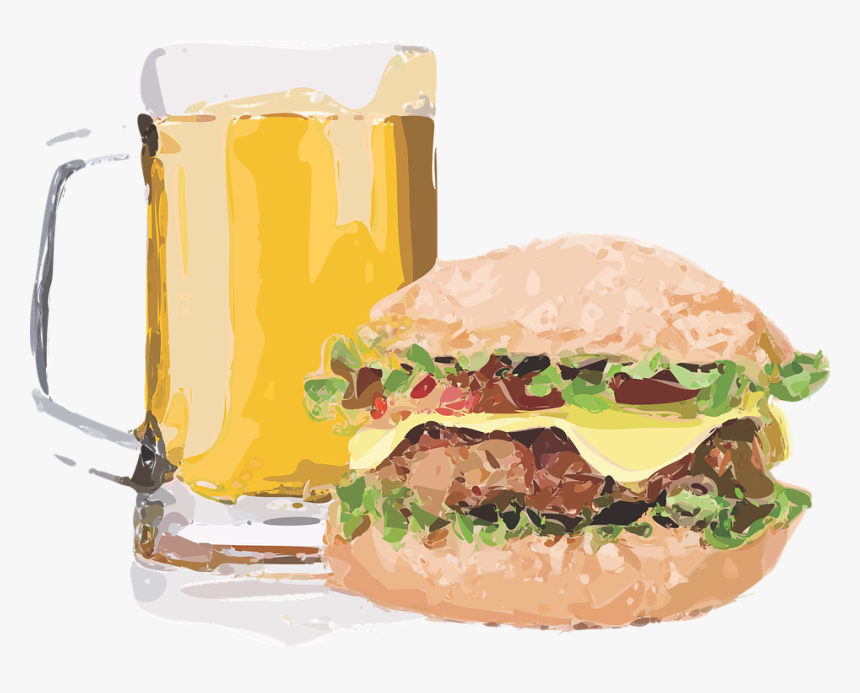Burger, Brew, Beer, Cheeseburger, Sandwich, Lunch, - Beer & Burger Clip Art, HD Png Download, Free Download