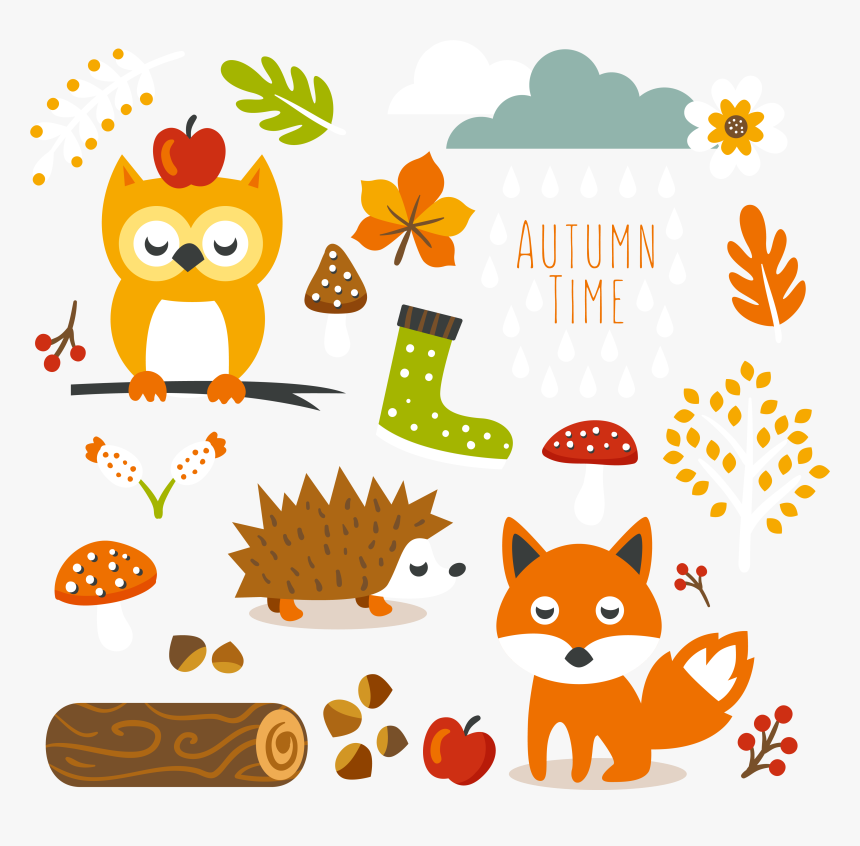 Free Cute Autumn Animal Clip Art And Planner Stickers - Cute Autumn, HD Png Download, Free Download