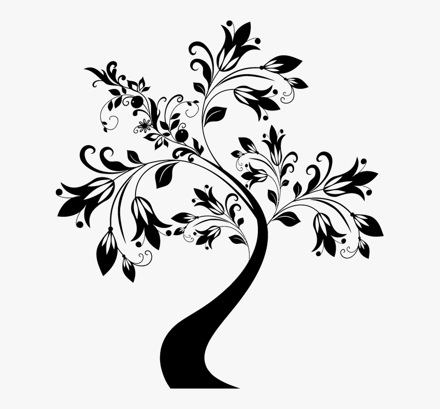 Tree Flourish Png - Black And White Tree Clipart, Transparent Png, Free Download