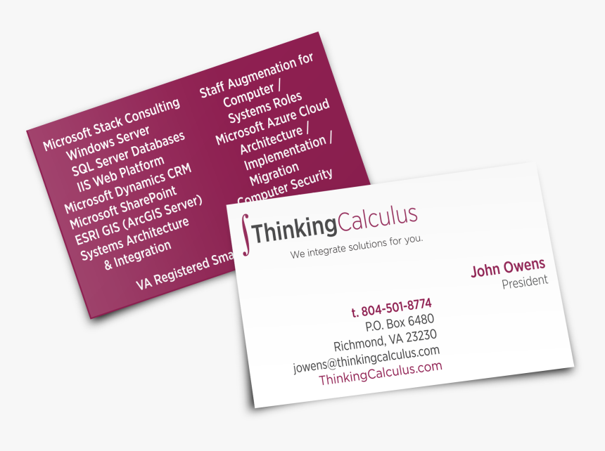 Thinkingcalculus Logo Finilization And Business Cards - Lilac, HD Png Download, Free Download