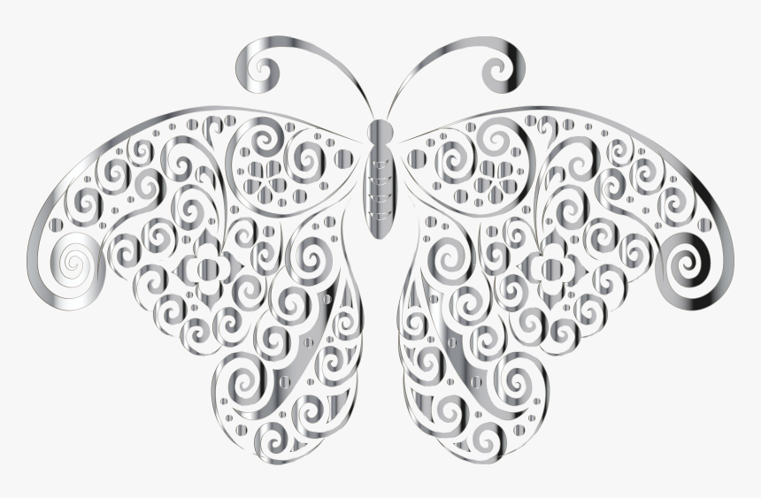 This Free Icons Png Design Of Chrome Floral Flourish - Transparent Background Red Butterfly Transparent, Png Download, Free Download
