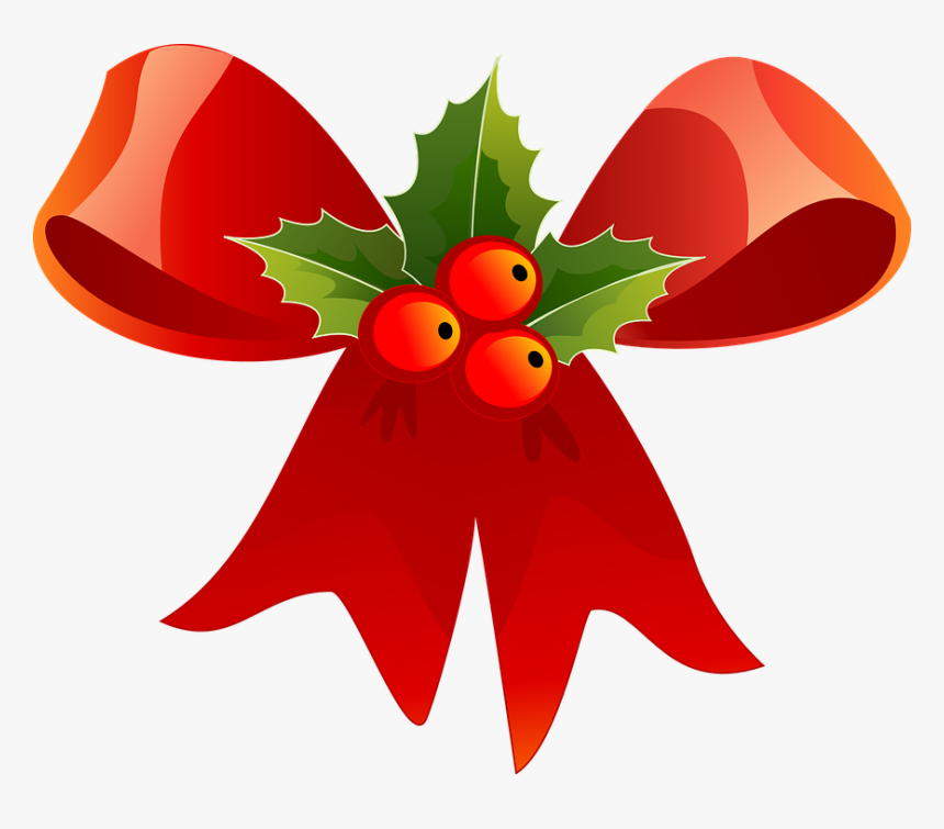 Christmas, Ribbon, Red, Holly, Green, Decoration, Berry - Clip Art Holly, HD Png Download, Free Download