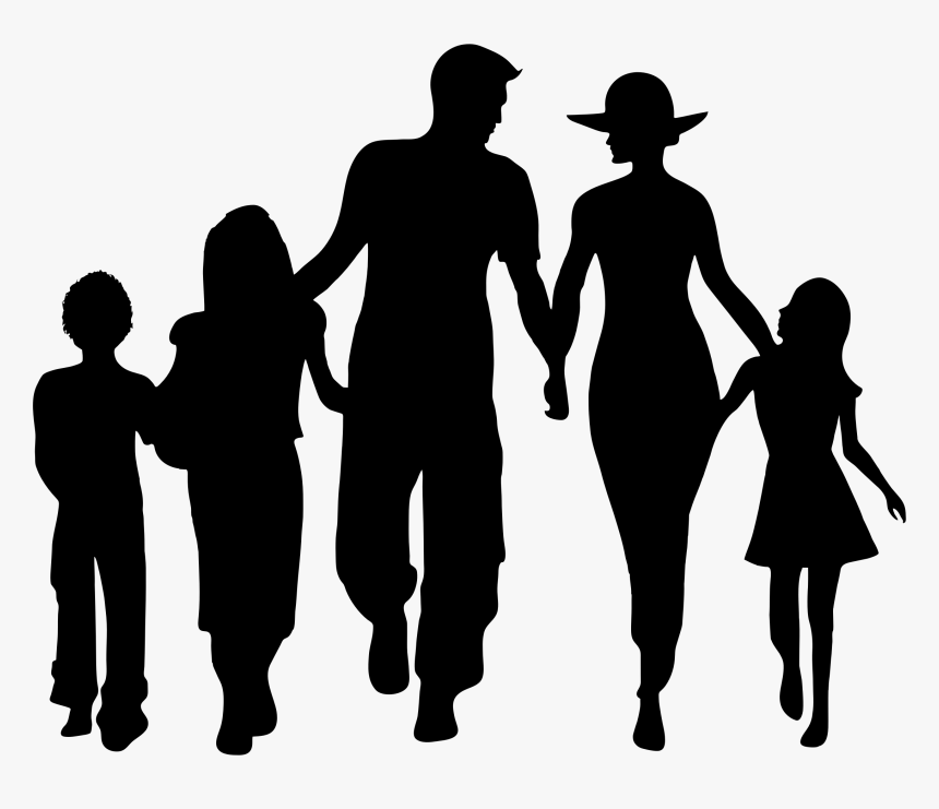 Silhouette Family Clip Art - Silhouette Family Of 5, HD Png Download, Free Download