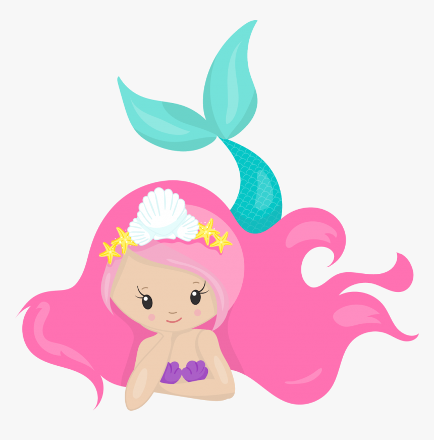 Mermaid With Pink Hair Clipart, HD Png Download, Free Download