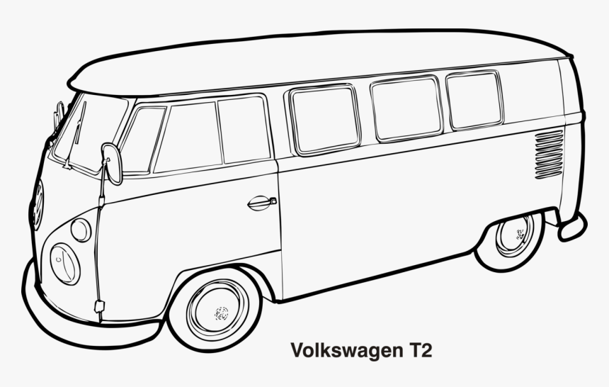 Line Art,van,compact Car - Van Black And White, HD Png Download, Free Download