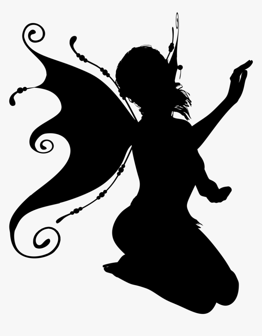 Fairy Silhouette Clip Art - Sitting Fairy Wings Silhouette, HD Png Download, Free Download