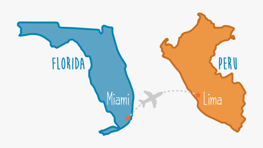 Map Miami Florida To Lima Peru, HD Png Download, Free Download