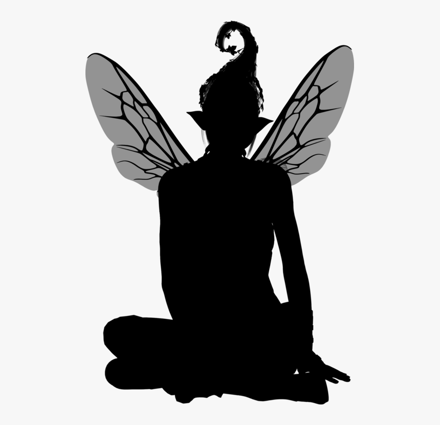 Butterfly,art,silhouette - Silhouettes Angel Sitting Png, Transparent Png, Free Download