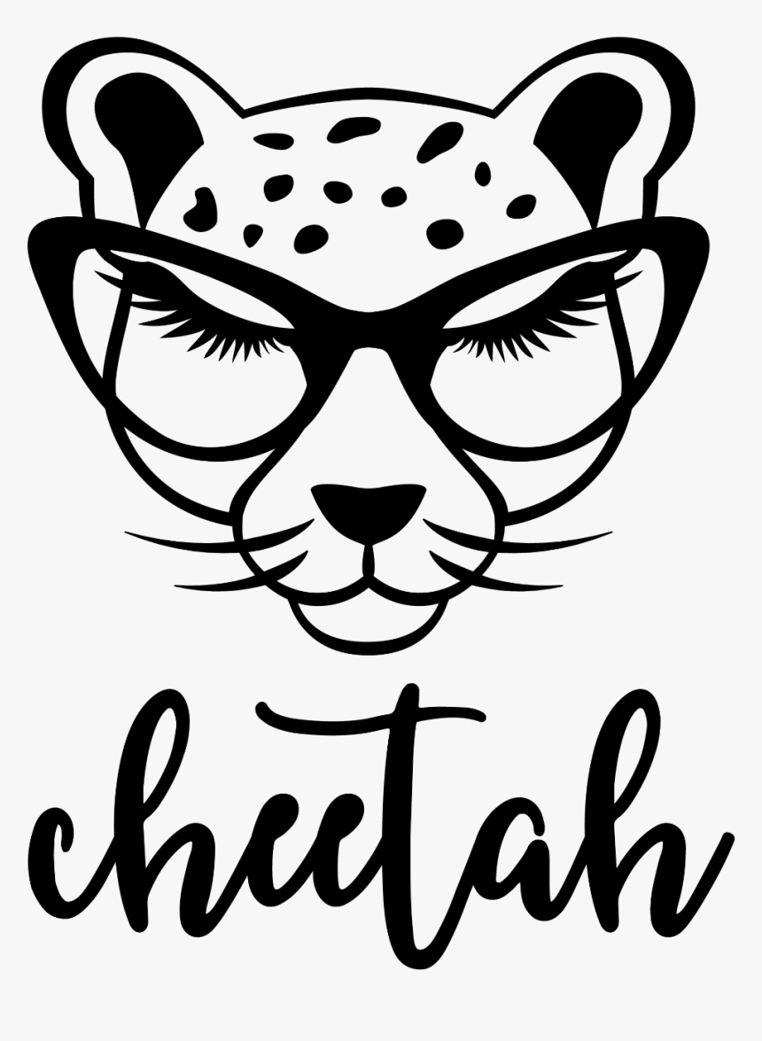 #cheetah #cheetahs #bigcats #bigcat #outline #outlines - Cheetah Face Clipart Black And White, HD Png Download, Free Download