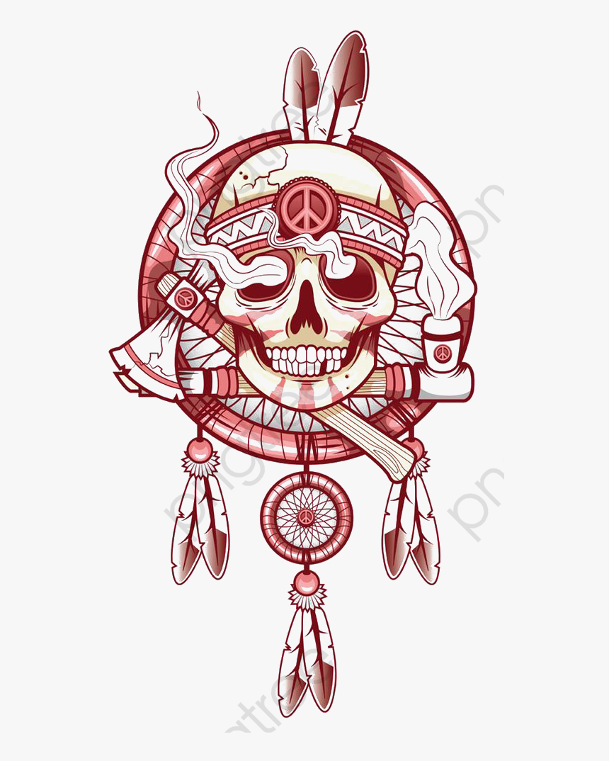 Headdress Clipart Skull - Dream Catcher With Skull Tattoo, HD Png Download, Free Download