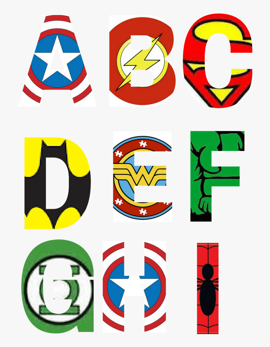 Free Printable Superhero Alphabet Letters Party With - Superhero Alphabet  Printables Free, HD Png Download - kindpng