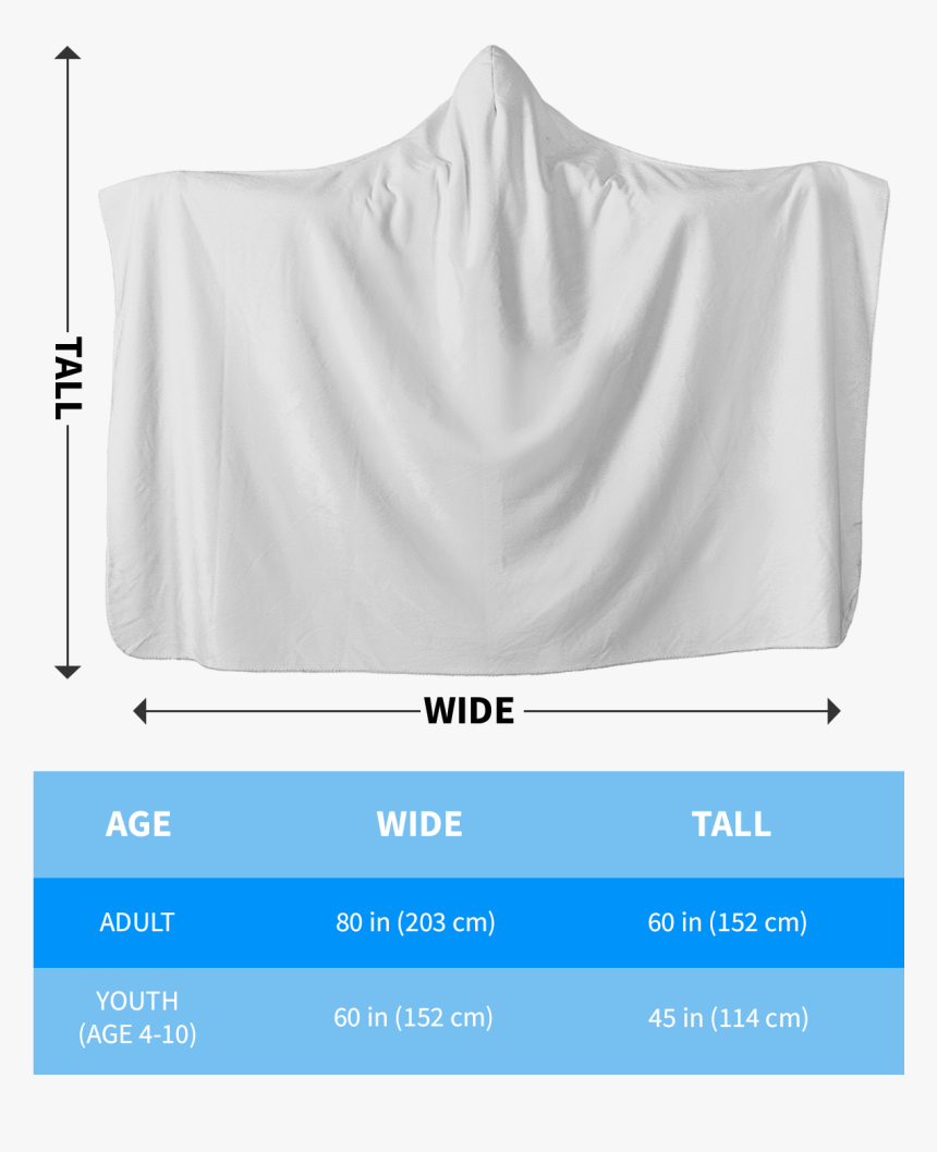 Hooded Blanket Size Chart, HD Png Download, Free Download