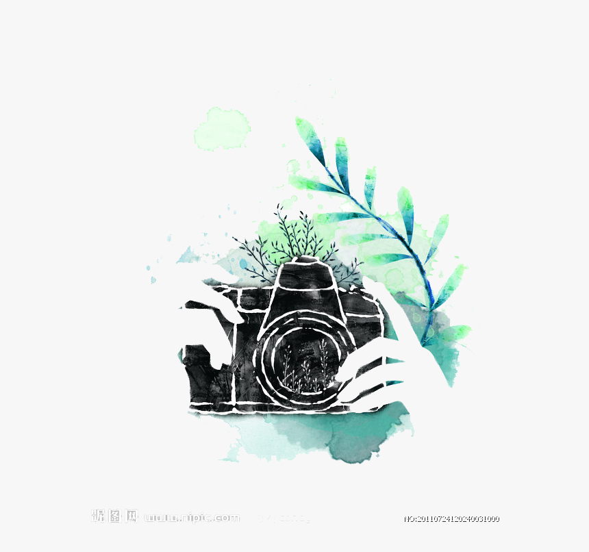 Lens Watercolor Photography Camera Free Download Png - Watercolor Camera Png, Transparent Png, Free Download