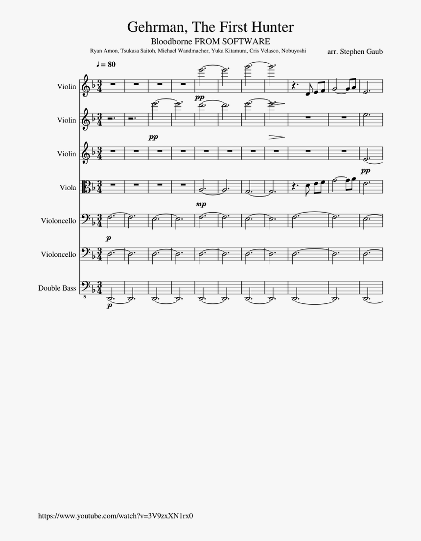 Gehrman The First Hunter - Bloodborne Cello Sheet Music, HD Png Download - ...