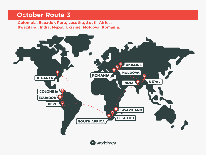 October 2019 Route - World Race Gap Year, HD Png Download, Free Download