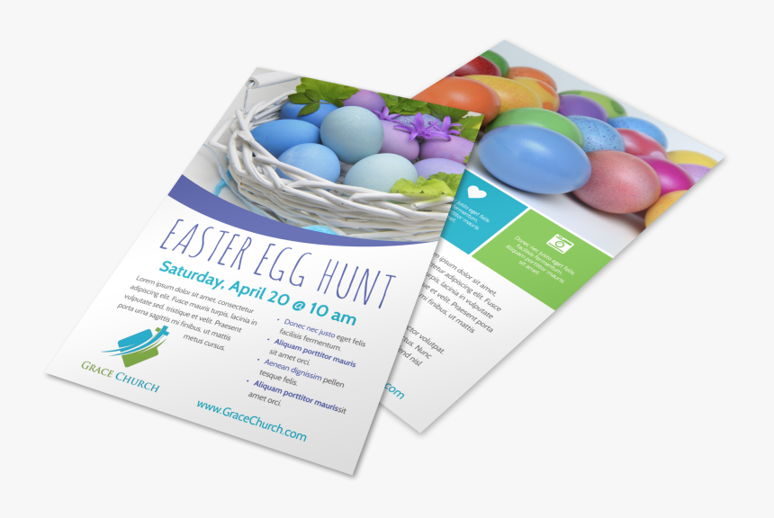 Easter Egg Hunt Church Flyer Template Preview - Easter Egg, HD Png Download, Free Download