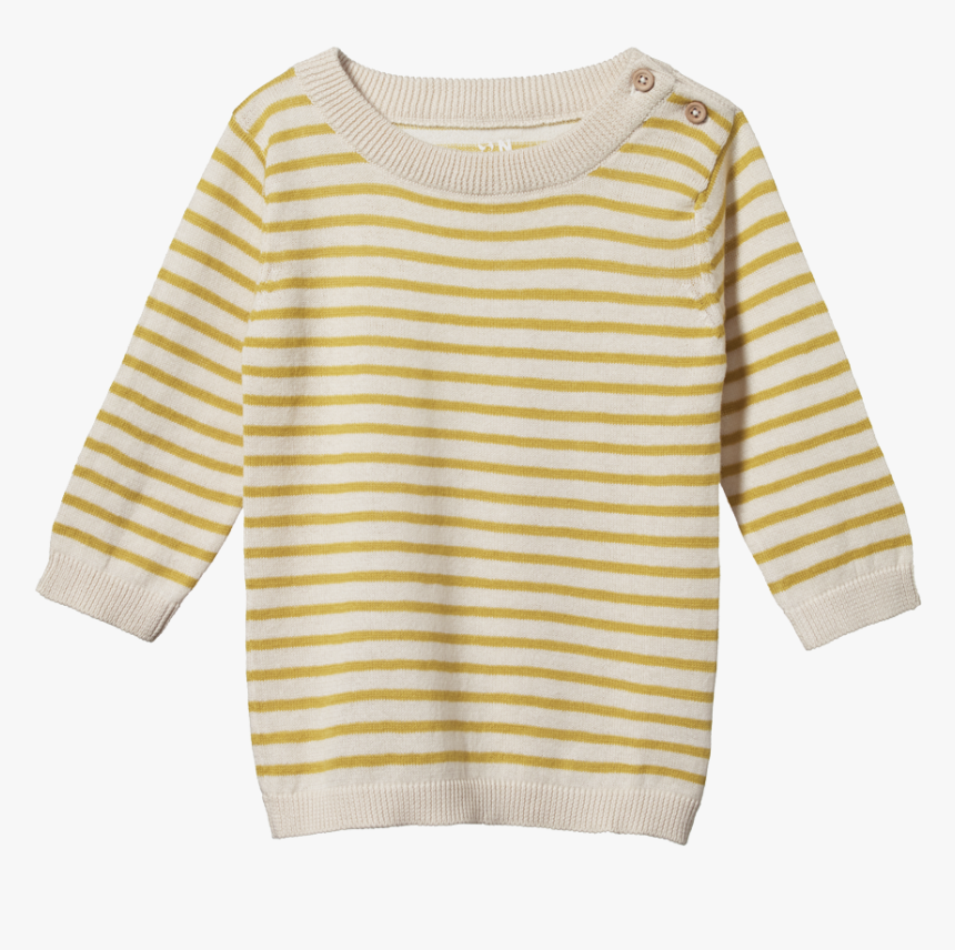 Light Cotton Knit Jumper - Gul Og Sort Stribet Trøje, HD Png Download, Free Download
