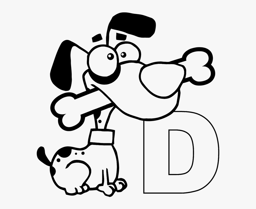 Free Letter D Coloring Worksheet Pdf - Dog Sitting With Bone, HD Png Download, Free Download