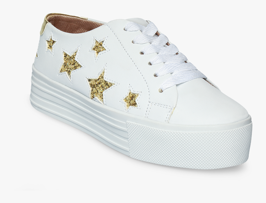 13-238 Tenis Blanco Con Estrellas Doradas - Skate Shoe, HD Png Download, Free Download