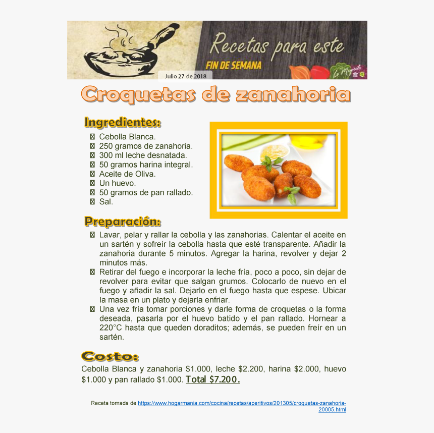 Croquetas De Zanahoria - Croquetas De Zanahoria Receta, HD Png Download, Free Download