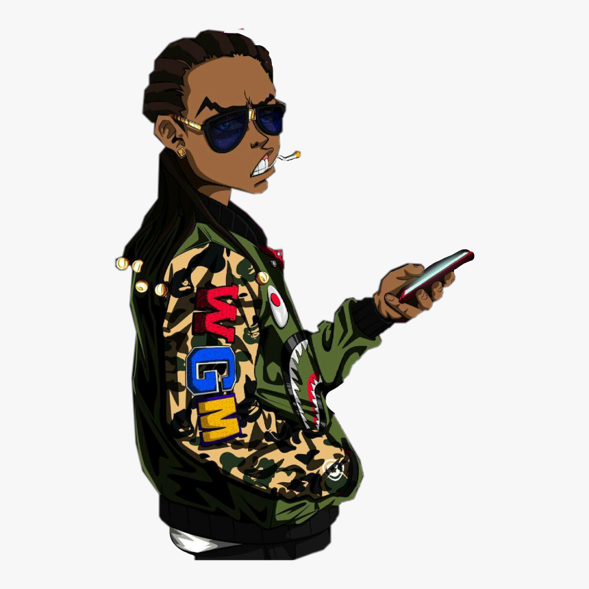 #boondocks #freetoedit - Bape Riley Freeman, HD Png Download - kindpng.