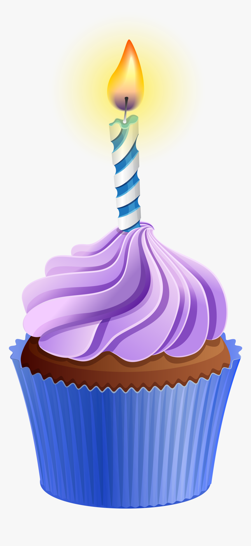 Birthday With Candle Png - Cupcake With Candle Clip Art, Transparent Png, Free Download