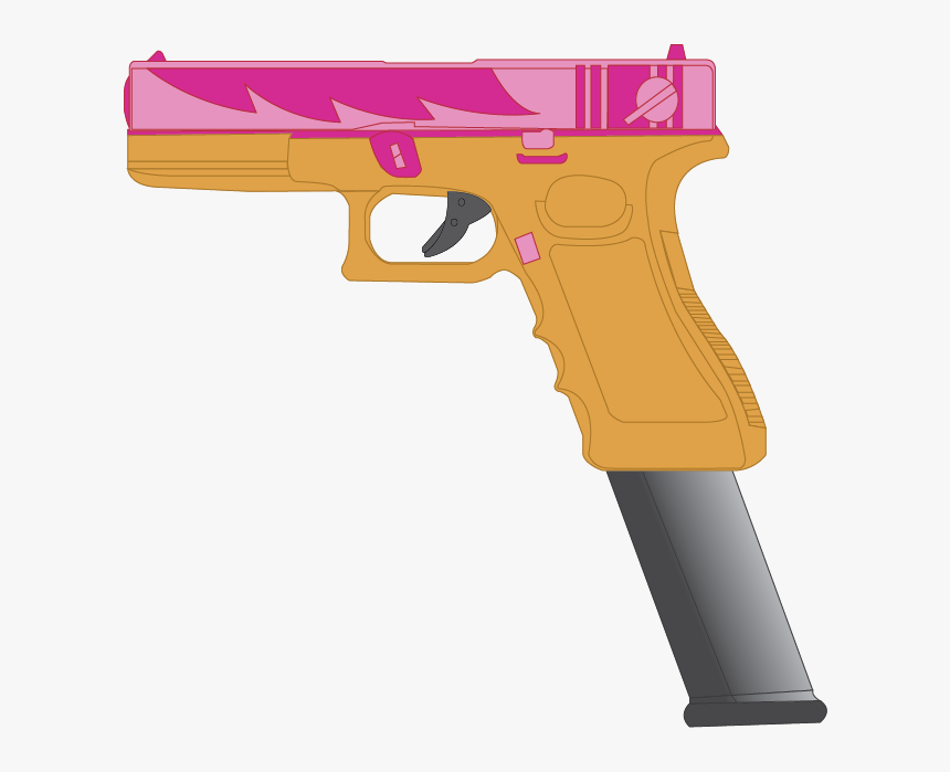 Clipart Gun File - Glock With Extended Clip Drawing, HD Png Download, Free Download