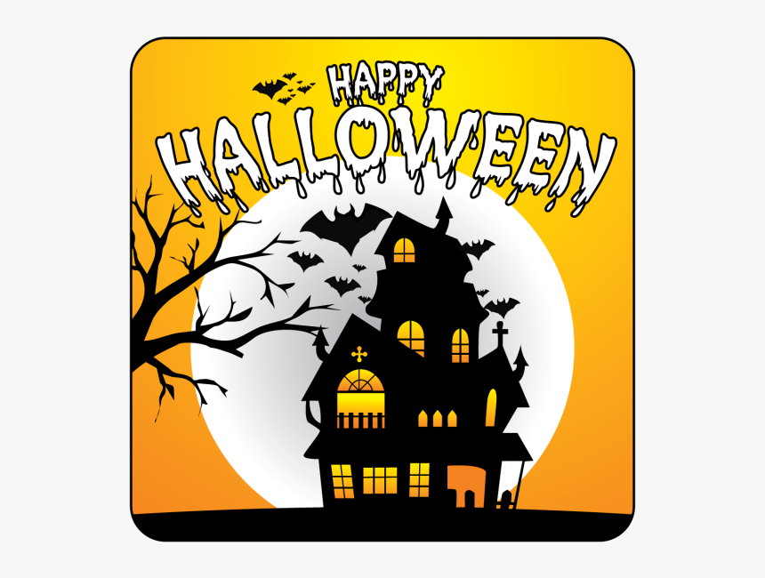 Clip Art Halloween Vector Background Illustration - Vector Haunted House Silhouette, HD Png Download, Free Download