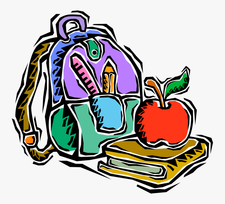 Vector Illustration Of Student Knapsack Or Backpack - Professor Png Livros Maça, Transparent Png, Free Download