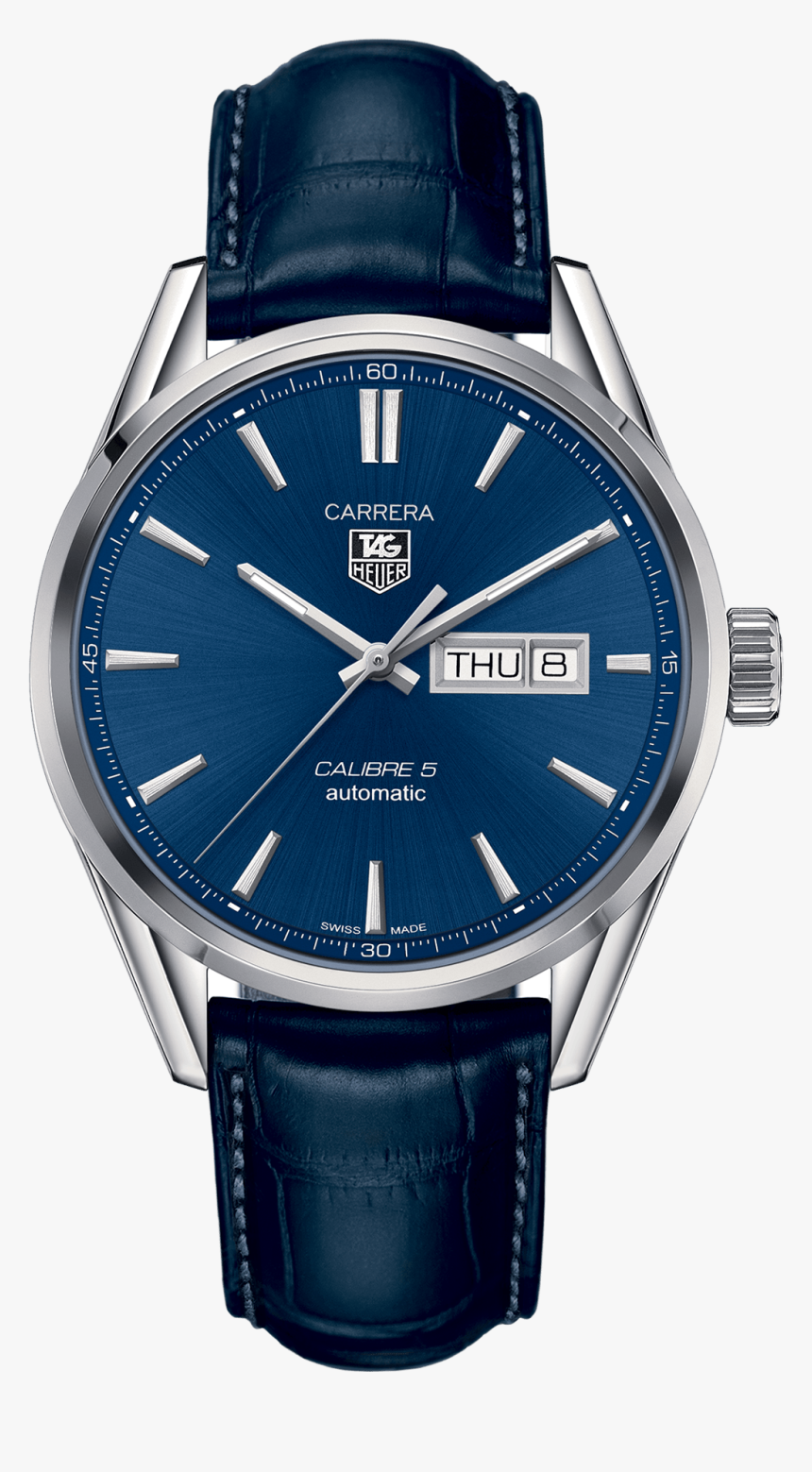 Tag Heuer Carrera Calibre 5 Day-date 41mm Leather Strap - Tag Heuer Carrera Calibre 5 Blue, HD Png Download, Free Download